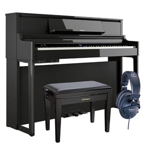 Roland LX5 Svart pianolack paket med pall och hörlurar